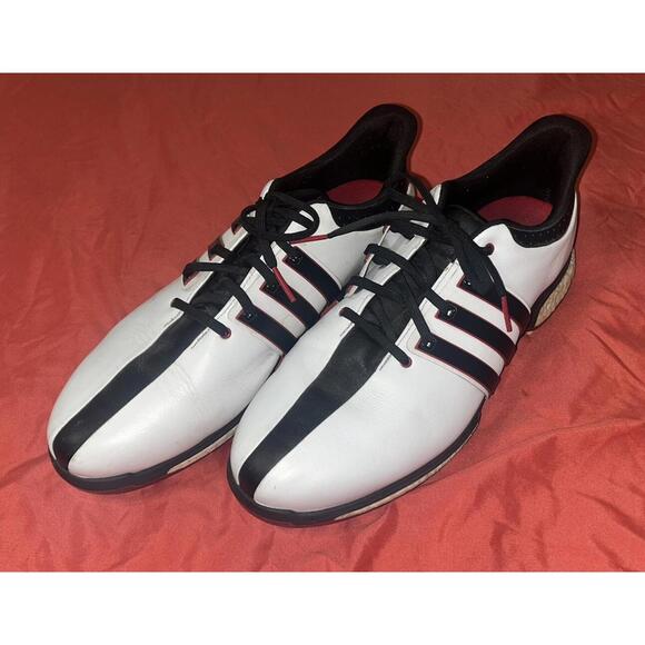 ADIDAS Boost Endless Energy Spikes Golf Leather Shoes Size 12 Mens White & Black - Picture 1 of 7